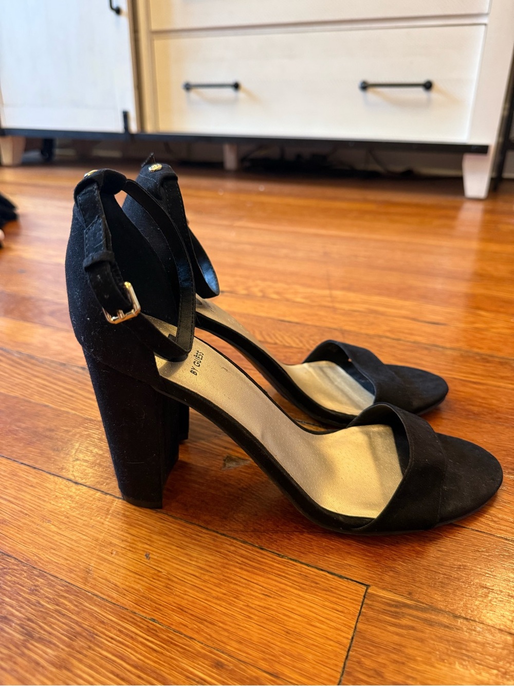 G by GUESS Black Ankle Strap Block Heel Sandals, Size 10, like-new condition